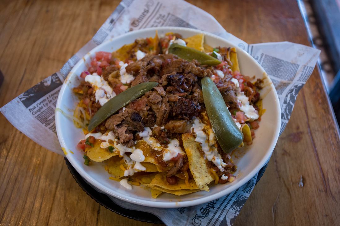 Before: Nachos with "Pulled Brisket" ($13.95)<br/>